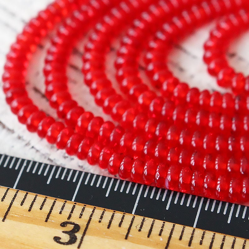 Load image into Gallery viewer, 4mm Rondelle Beads - Bright Red - 100 Beads

