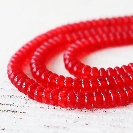 Load image into Gallery viewer, 4mm Rondelle Beads - Bright Red - 100 Beads
