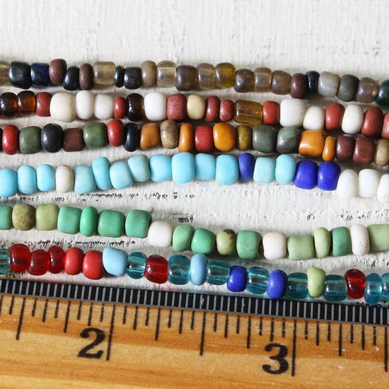 Rustic Indonesian Seed Beads - Aegean Blue Mix - 42 inches