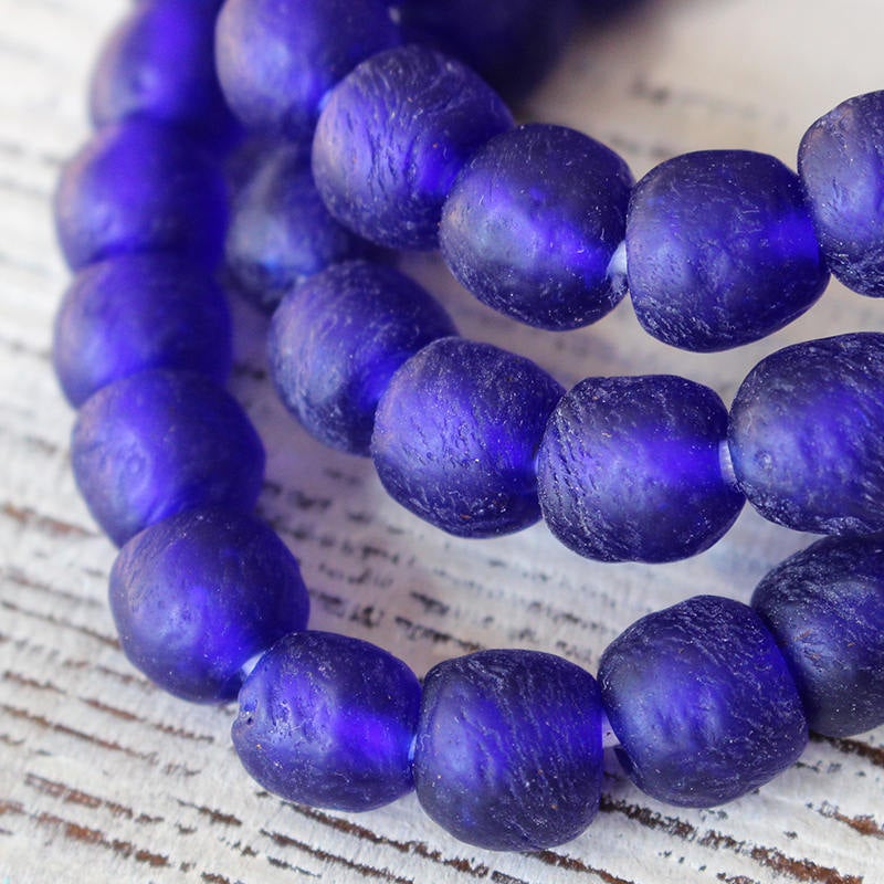 Round Glass Beads - 10-11mm - Cobalt - 20 Inches