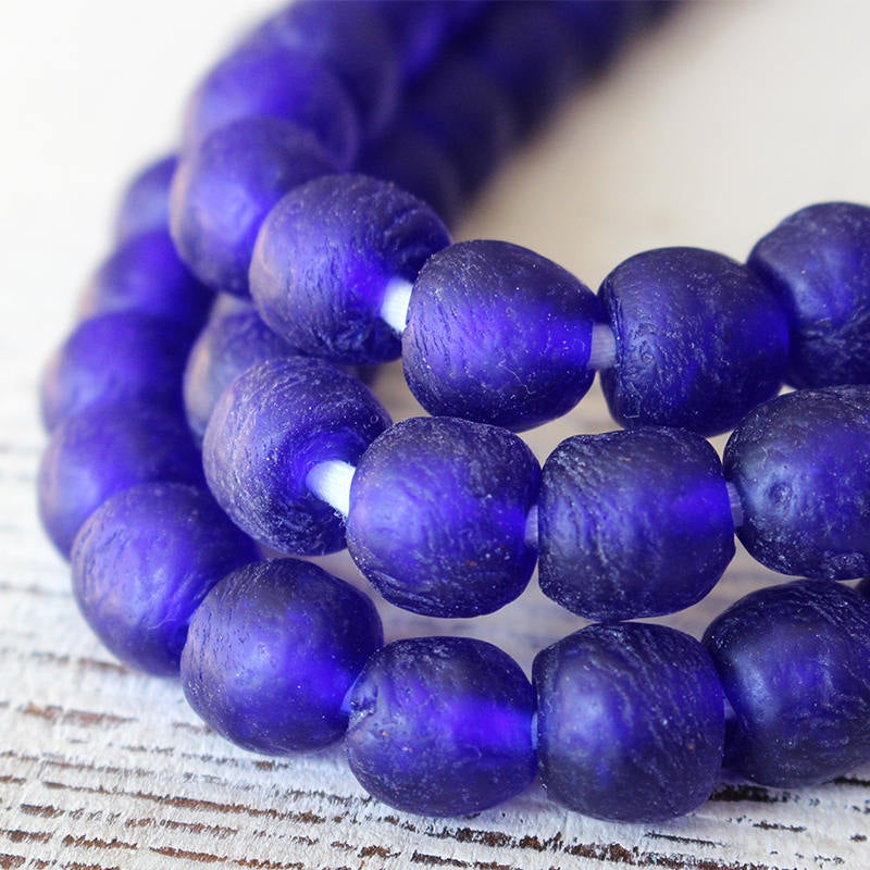 Round Glass Beads - 10-11mm - Cobalt - 20 Inches