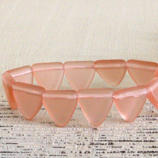 Load image into Gallery viewer, 9mm &amp;amp; 12mm Frosted Glass Triangle Drop Beads - Rosaline Pink - 30 Beads
