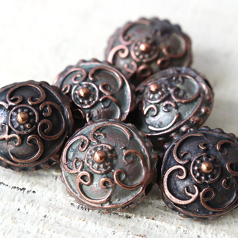 15mm Mykonos Metal Saucer Beads - Antiqued Bronze