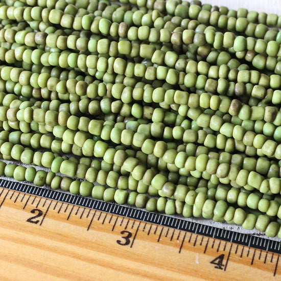 Rustic Indonesian Seed Beads - Moss Green Matte - 42 inches