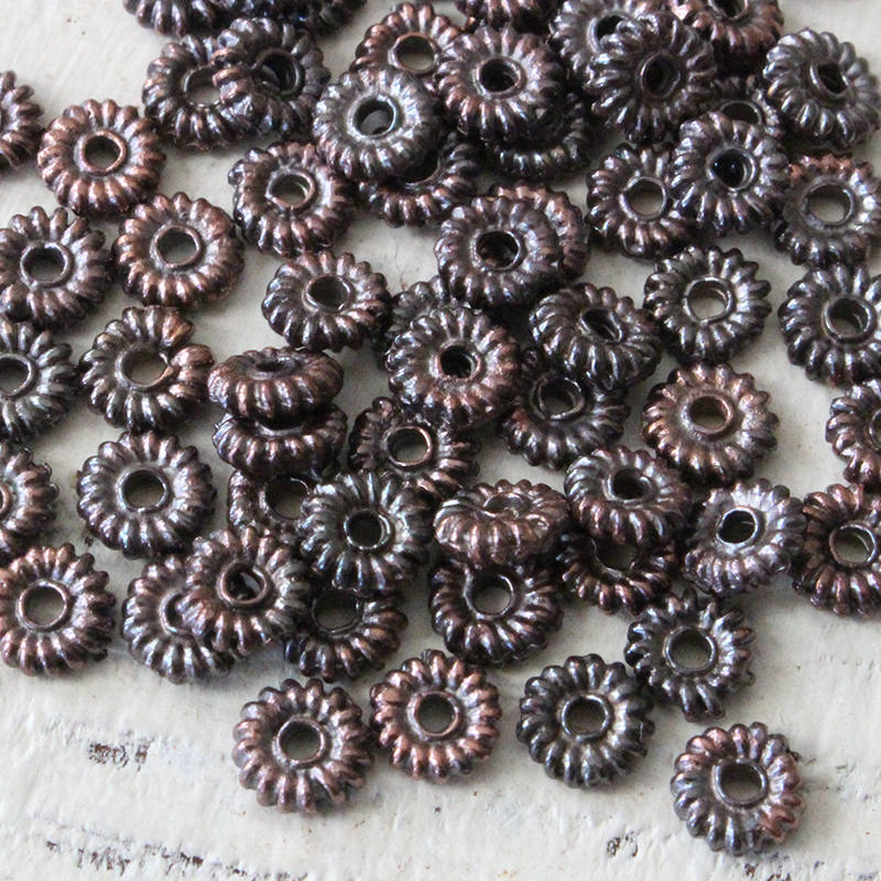 6mm Mykonos Metal Spacer Beads - Copper Patina – funkyprettybeads