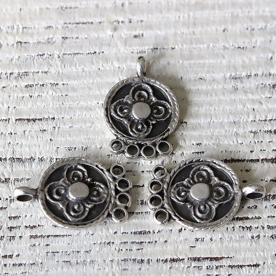Load image into Gallery viewer, 15x23mm Mykonos Metal 4 Hole Connectors - Pewter
