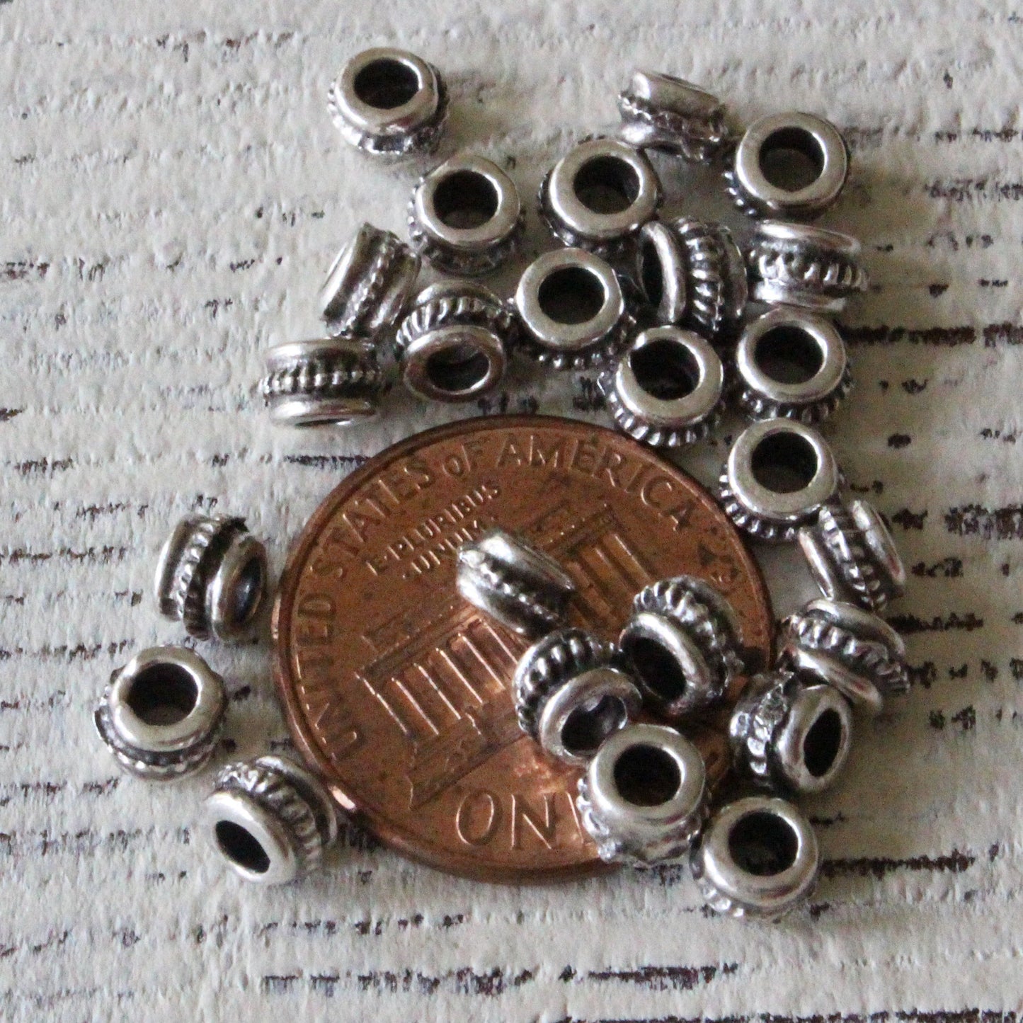 5mm Mykonos Metal Tube Spacer Beads - Pewter