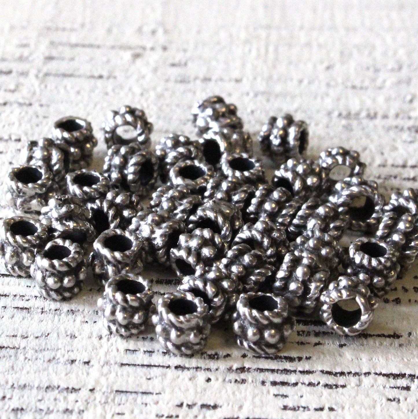 4.5x5mm Mykonos Metal Spacer Beads - Pewter