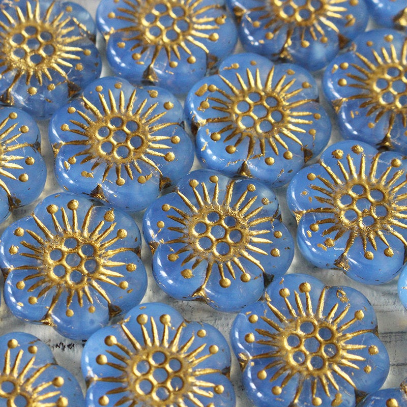 18mm Anemone Flower Beads - Opaline Pastel Gold Decor - Choose Color