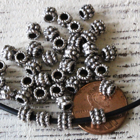 4.5x5mm Mykonos Metal Spacer Beads - Pewter