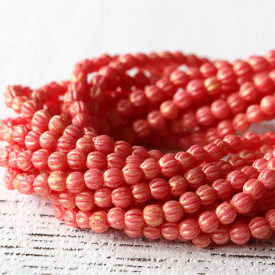 Load image into Gallery viewer, 3mm Melon Beads - Pacifica Strawberry Red - 100 Beads
