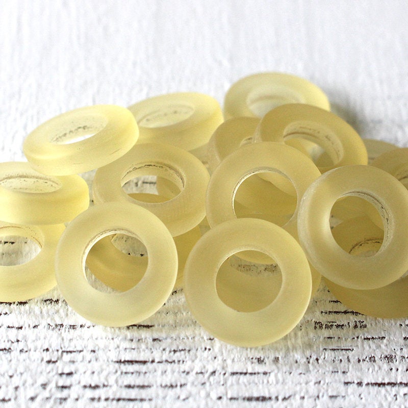 17mm Frosted Glass Rings - Lemon Chiffon - 2 or 10