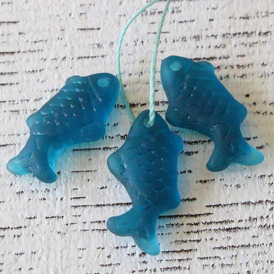 12x24mm Frosted Glass Fish Pendants