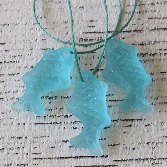 12x24mm Frosted Glass Fish Pendants