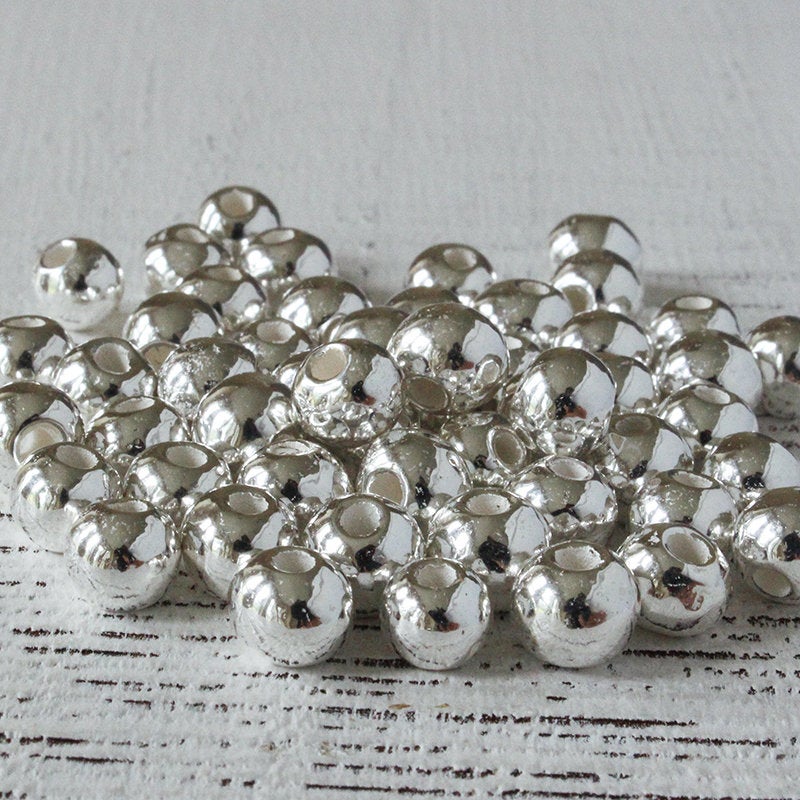 Silver Beads for Jewelry  Metal Coated Ceramic – funkyprettybeads
