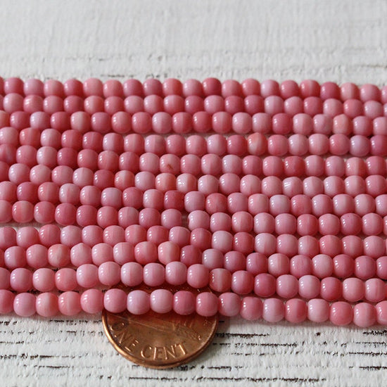 Load image into Gallery viewer, 4mm Round Glass Beads - Pink Strawberries and Cream - 100 Beads
