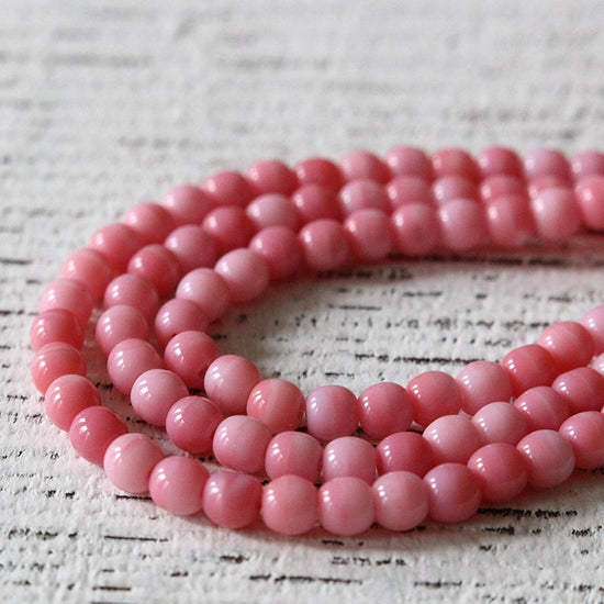 Load image into Gallery viewer, 4mm Round Glass Beads - Pink Strawberries and Cream - 100 Beads
