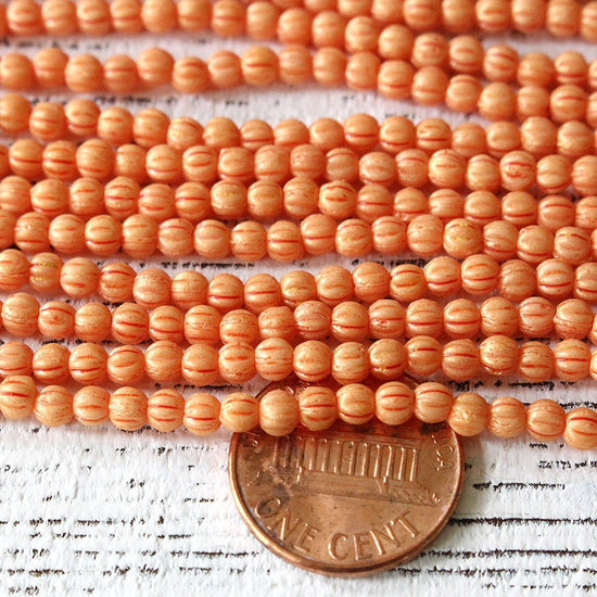 3mm Melon Beads - Clementine Orange - 100 Beads