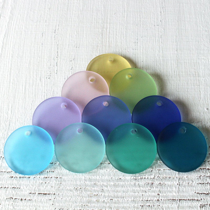25mm Frosted Glass Round Coin - Choose Color