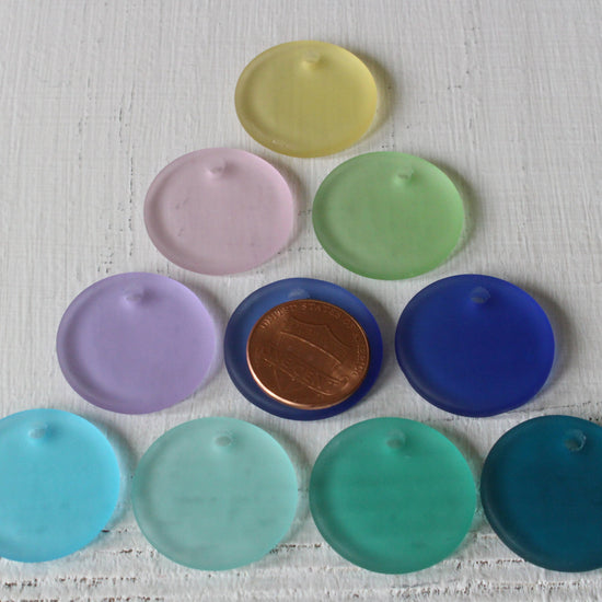 25mm Frosted Glass Round Coin - Choose Color