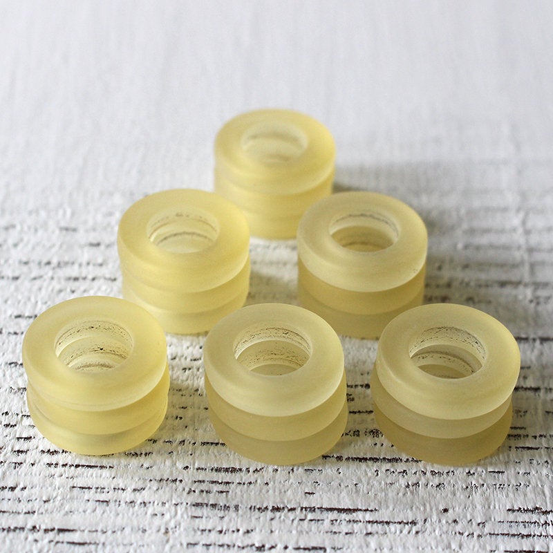 Load image into Gallery viewer, 17mm Frosted Glass Rings - Lemon Chiffon - 2 or 10

