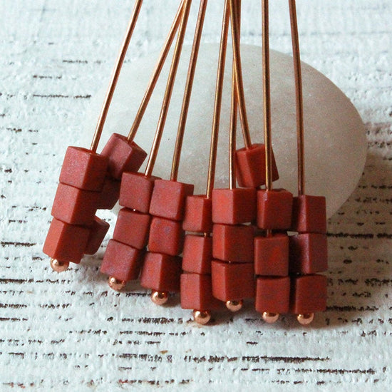 Load image into Gallery viewer, 4mm Miyuki Cube Beads  - Opaque Terra Cotta
