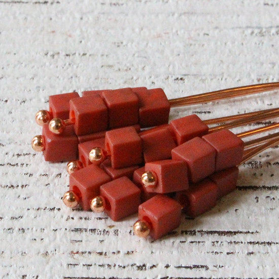 Load image into Gallery viewer, 4mm Miyuki Cube Beads  - Opaque Terra Cotta
