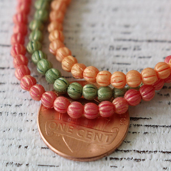 3mm Melon Beads - Pacifica Strawberry Red - 100 Beads