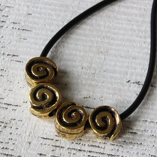 10mm Mykonos Spiral Beads - Antique Gold