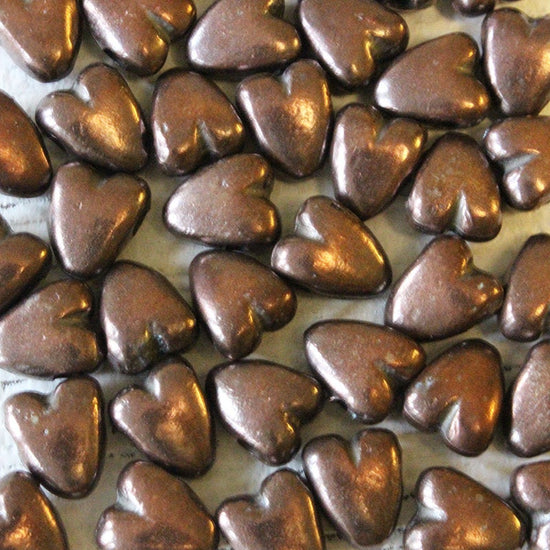 8x10mm Mykonos Metal Heart Beads - Bronze