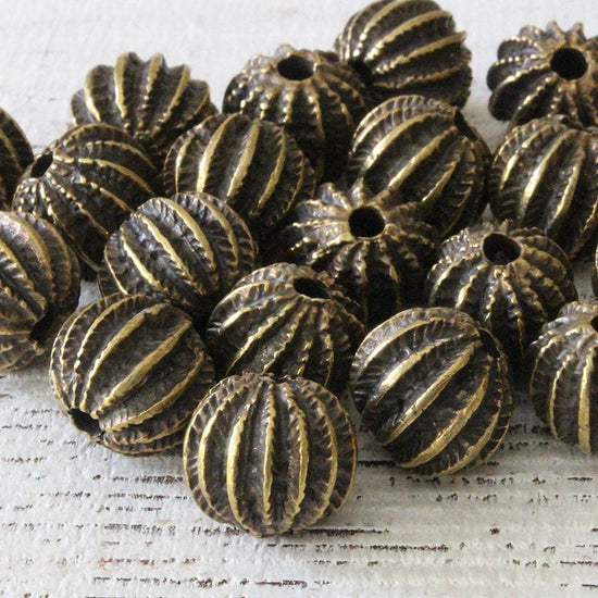 11x13mm Mykonos Metal Sea Urchin Beads - Brass