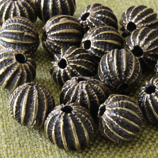 11x13mm Mykonos Metal Sea Urchin Beads - Brass