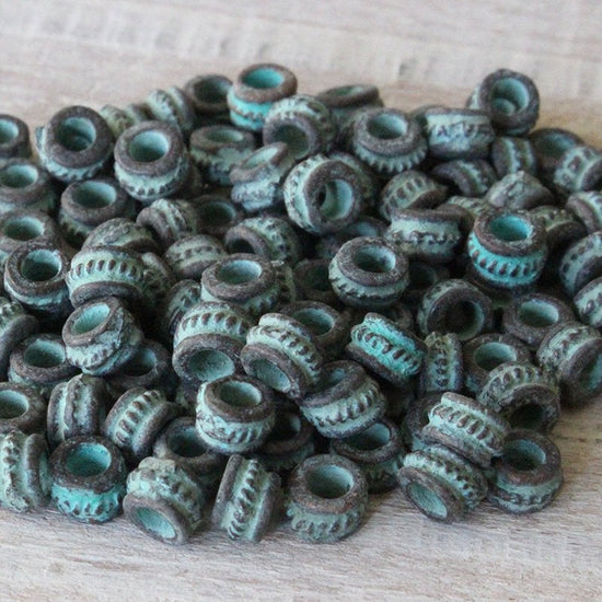 5mm Mykonos Metal Tube Spacer Beads - Green Patina