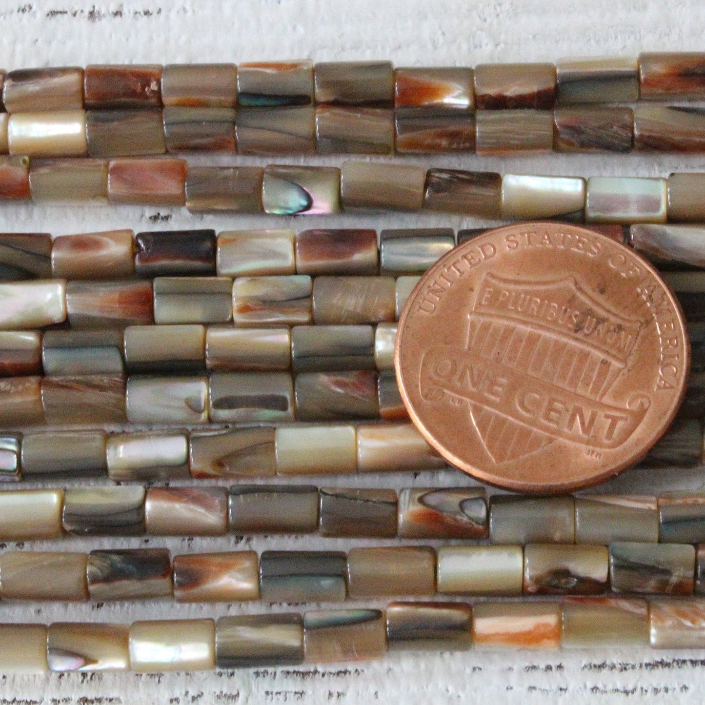 3x5mm Abalone Tube Beads - 8 inches