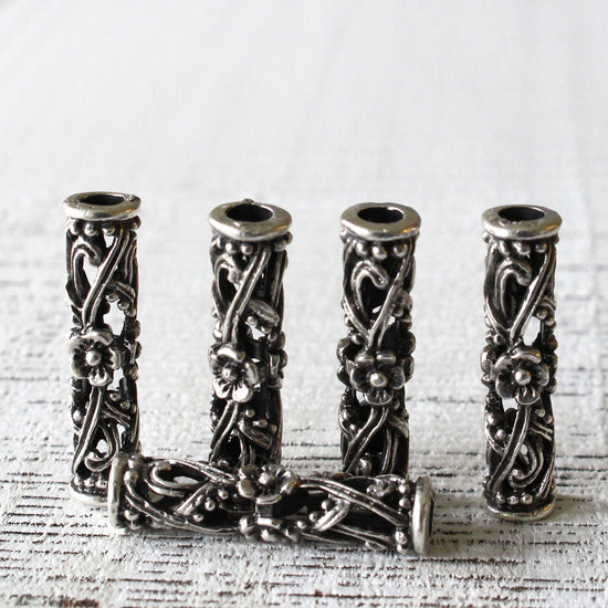 Load image into Gallery viewer, 30mm Mykonos Metal Tube Slider Beads - Antiqued Silver
