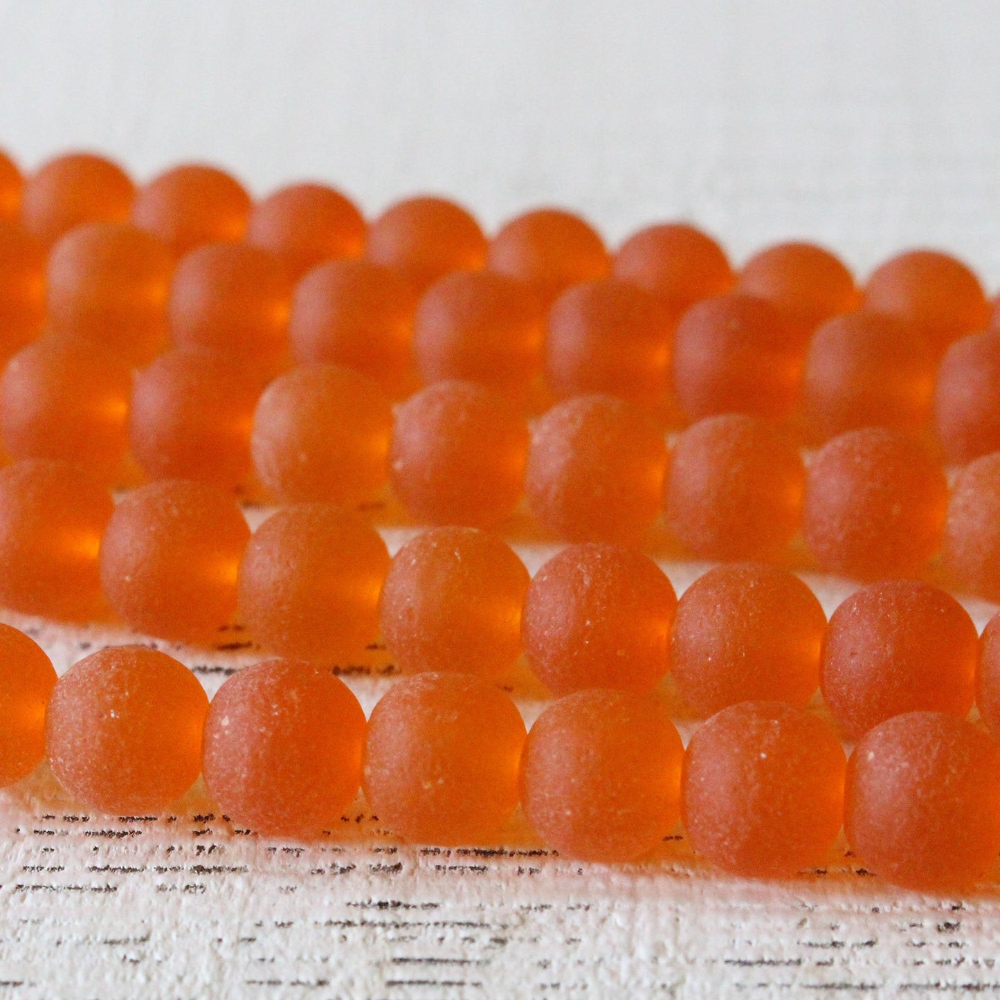 Load image into Gallery viewer, 8mm Frosted Glass Rounds - Orange - 16 Inches

