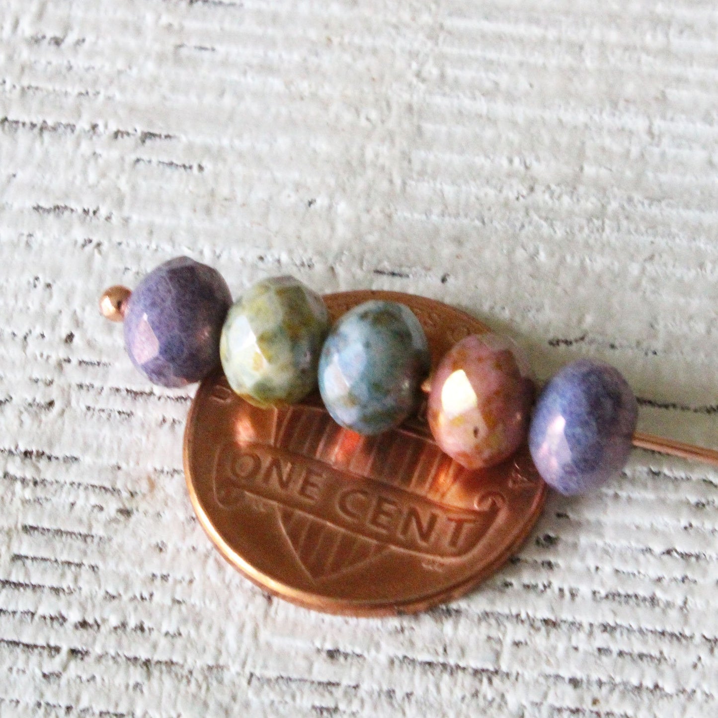 5x7mm Rondelle Beads - Grape, Apricot, Stone and Sage Picasso Mix - 25 Beads