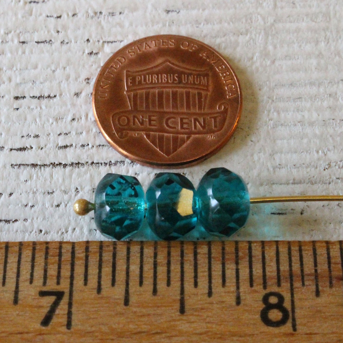 6x9mm Rondelle Beads - Transparent Teal - 20 Beads