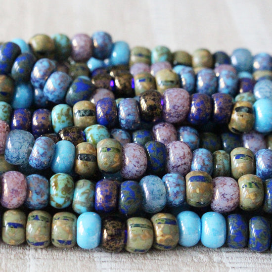 Size 31 Seed Beads - Lavender and Blue Picasso Beads - Choose Amount