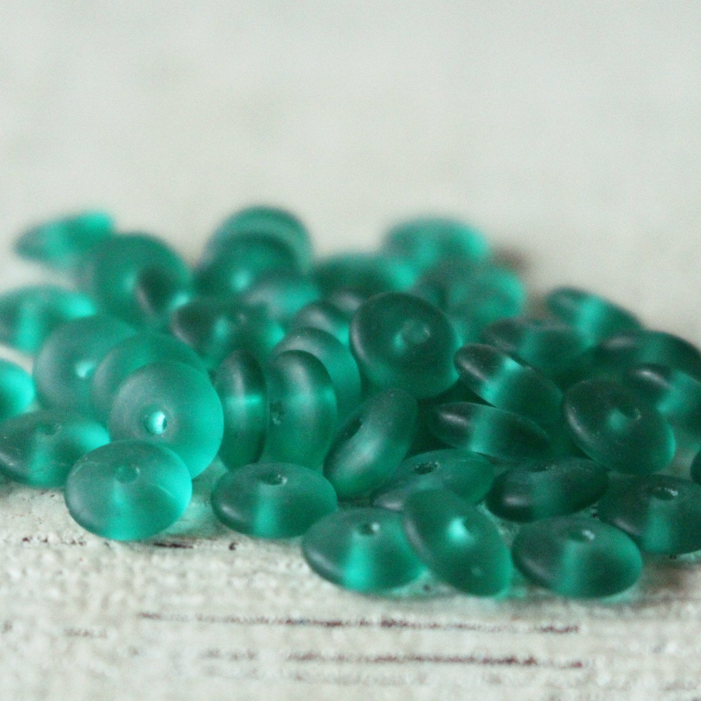 6mm Rondelle Beads - Matte Teal Green - 100 Beads
