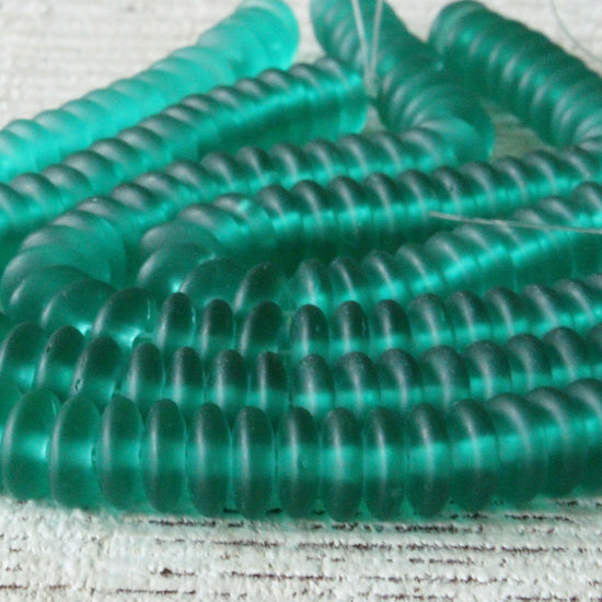 6mm Rondelle Beads - Matte Teal Green - 100 Beads