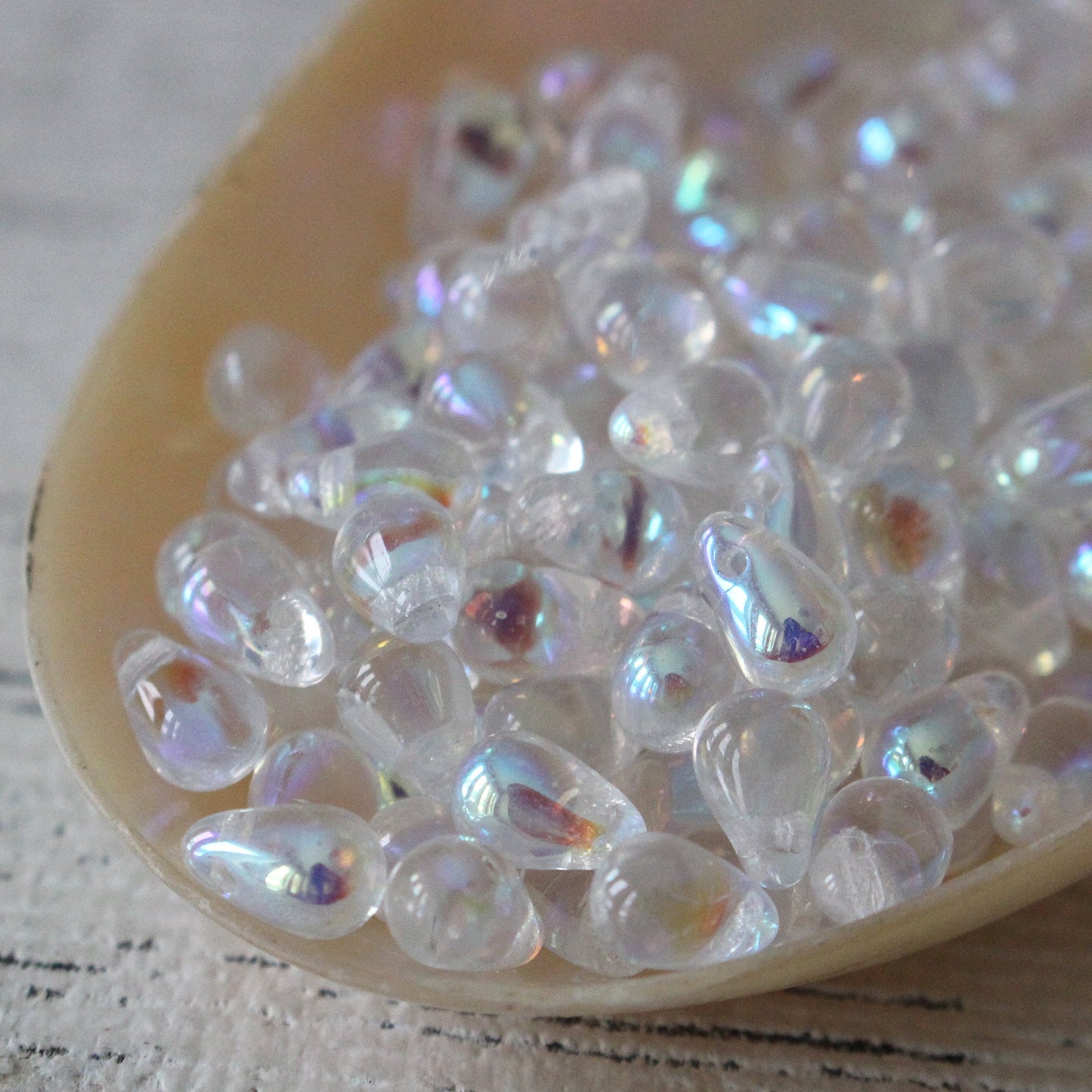 4x6mm Glass Teardrop Beads - Crystal AB - 100 Beads