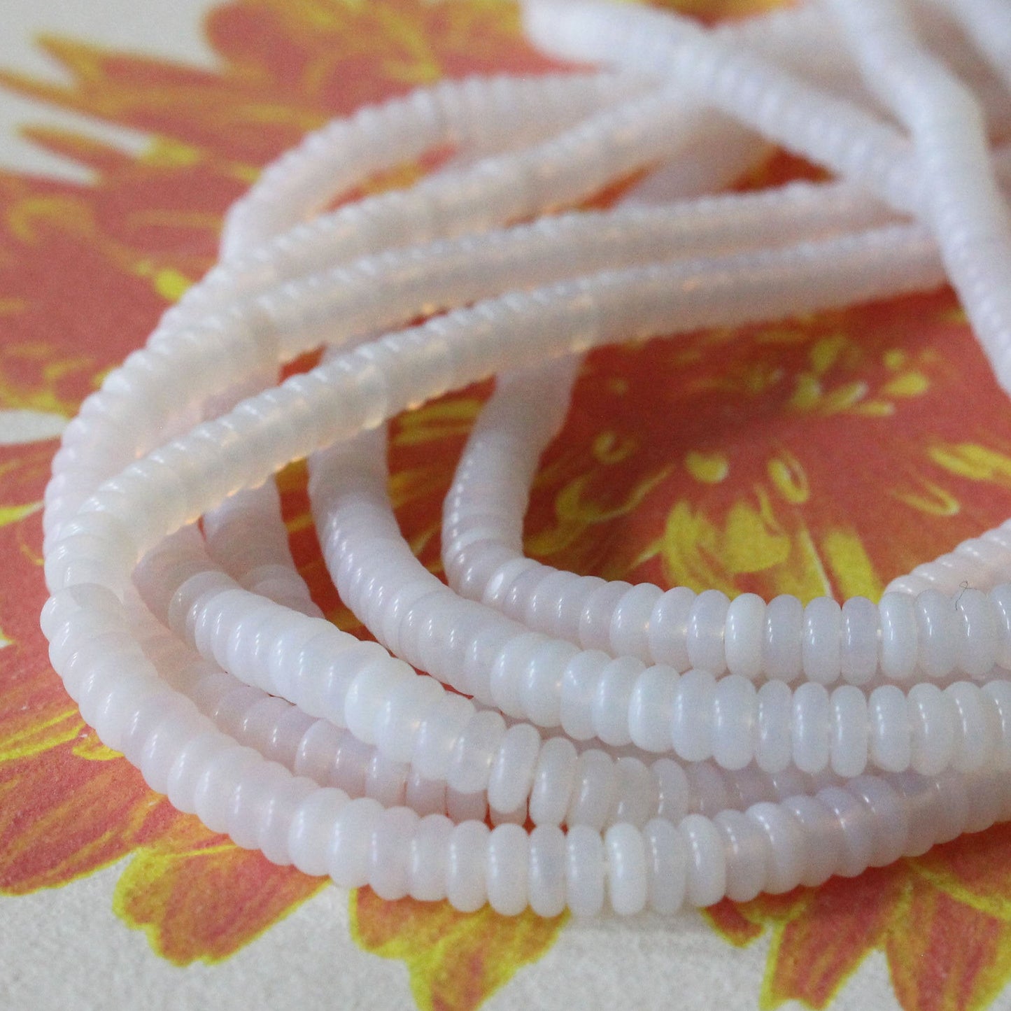 4mm Rondelle Beads - Opaline Moonstone - 50 Beads