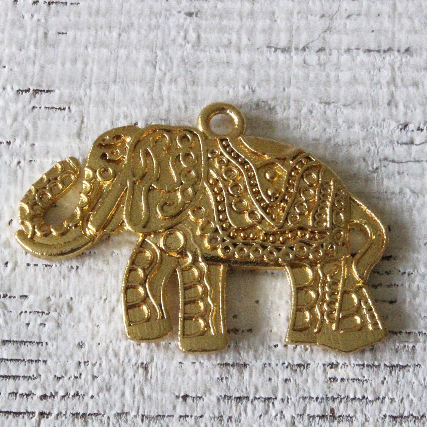20x35mm Gold Plated Elephant Pendant - 1 Pair