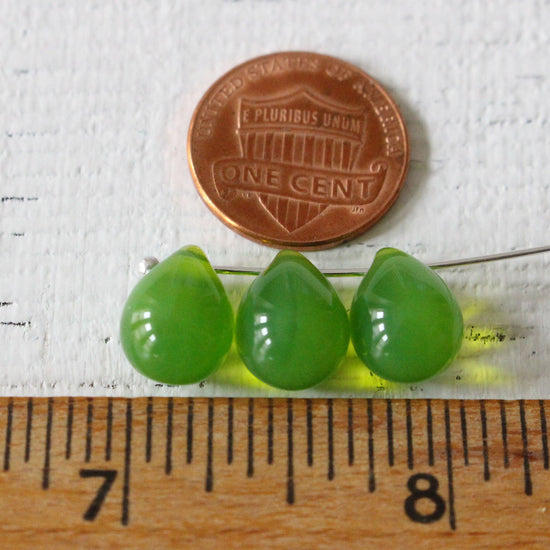 Load image into Gallery viewer, 10x14mm Glass Teardrop Beads - Opaline Lime Green
