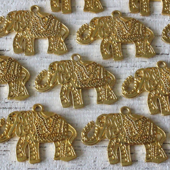 20x35mm Gold Plated Elephant Pendant - 1 Pair