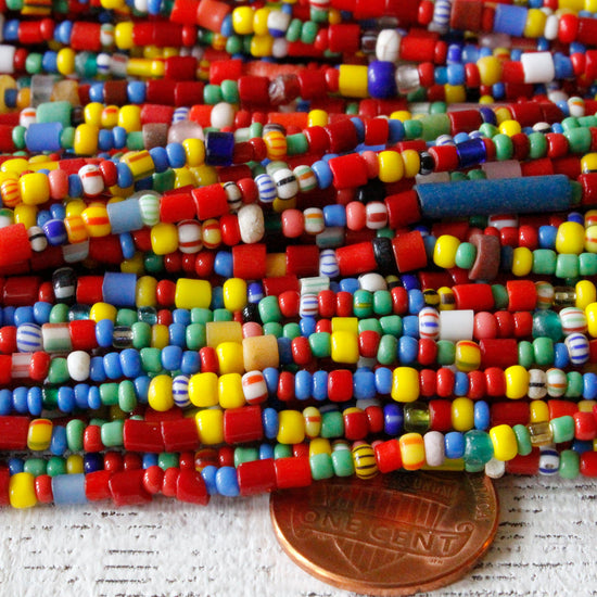 African Seed Beads  - Mixed Colors - 38 Inch Strand