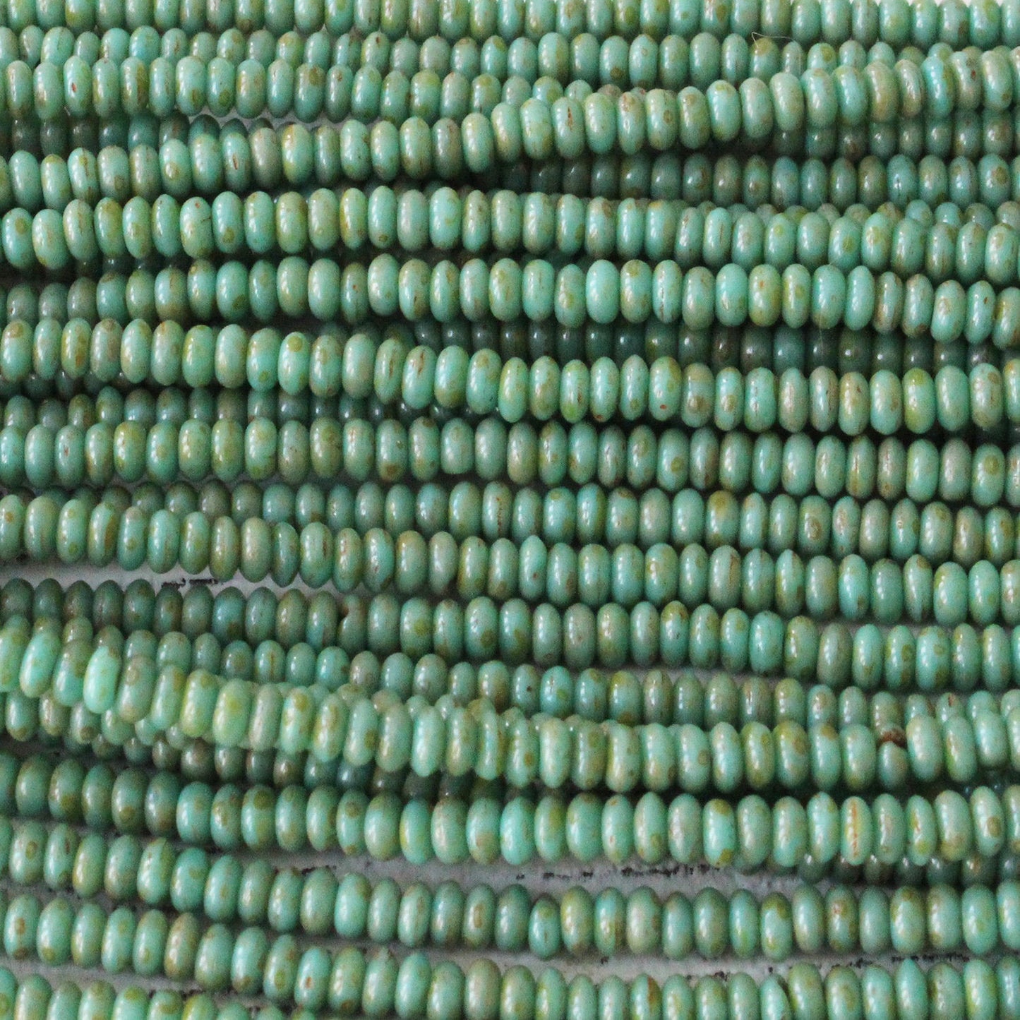 3mm Rondelle Beads -Turquoise Picasso - 100 Beads