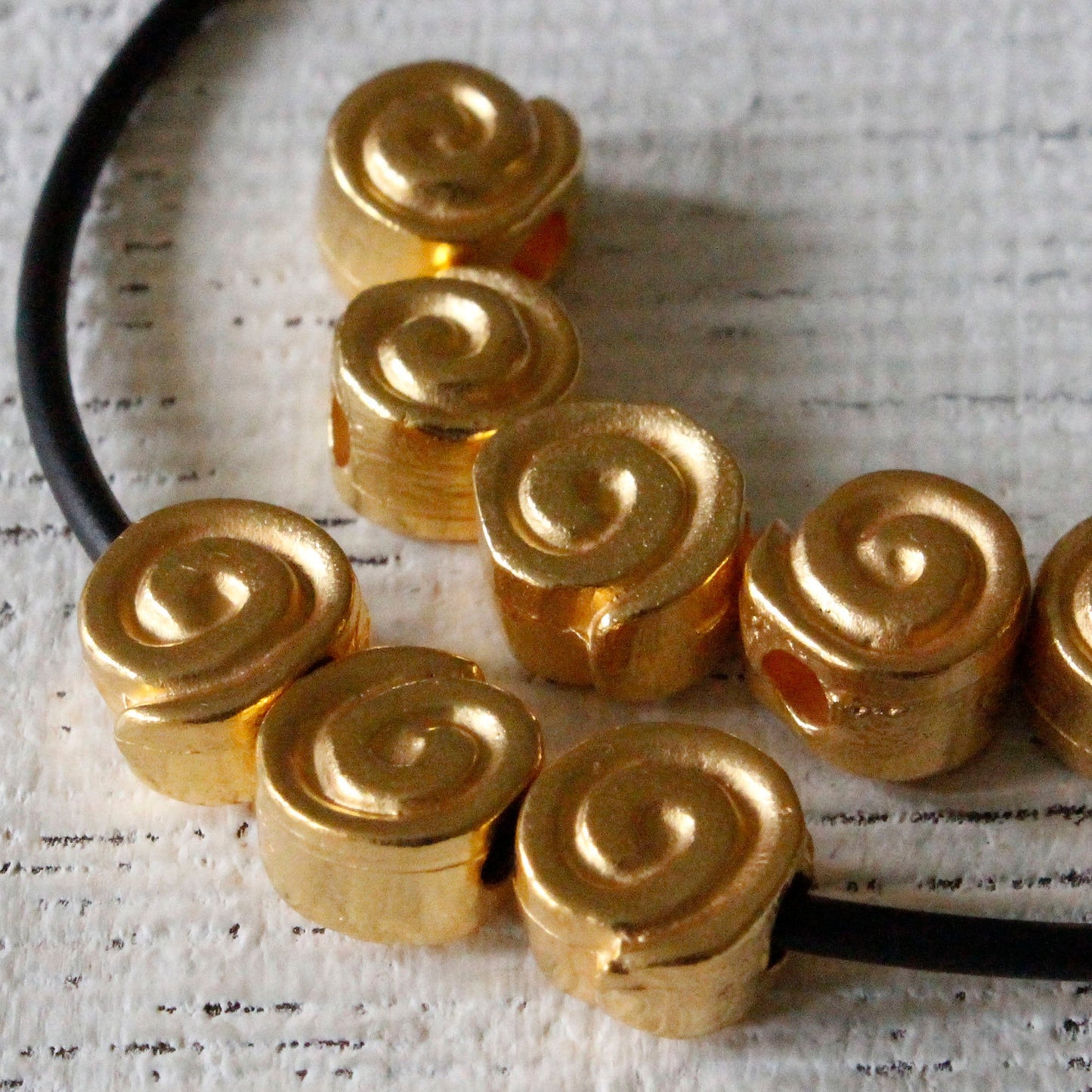 10mm Mykonos Spiral Beads - Gold - 4 or 12