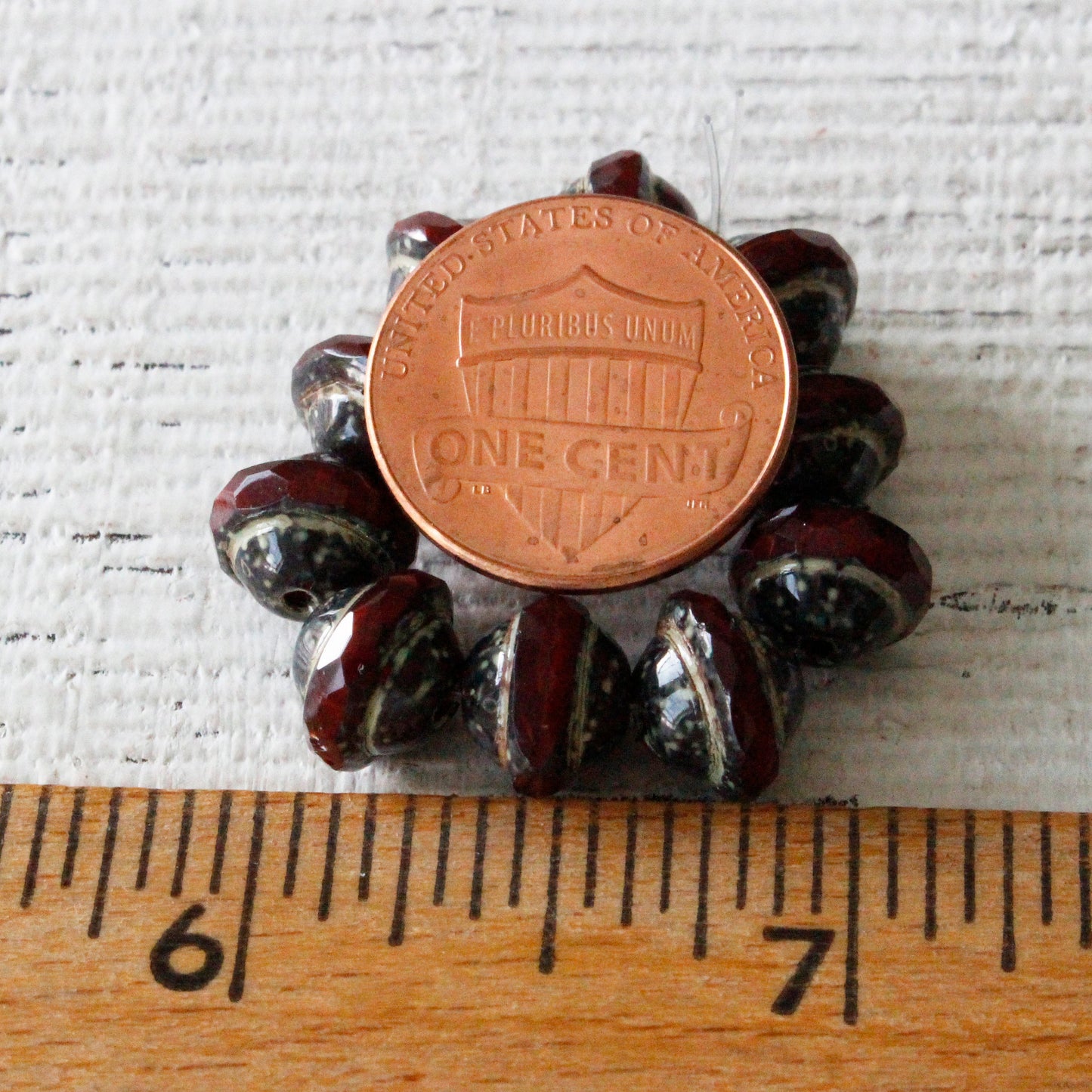 8x10mm Saturn Beads - Orange Opaline Picasso - 10 Beads